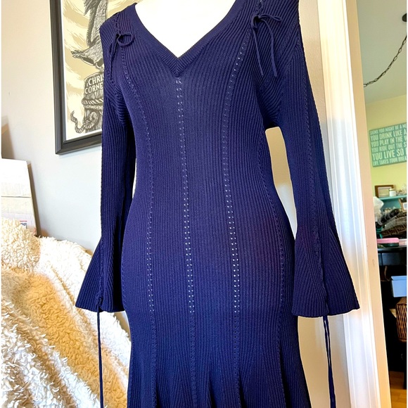 Gorgeous knit dress by Jonathan Simkhai! Navy blue.Fitted. Stretchy. - Picture 1 of 12